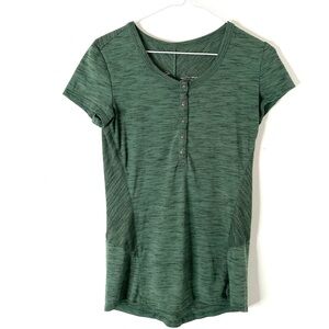 KUHL Green Henley Mesh Combo Crew Neck Tee